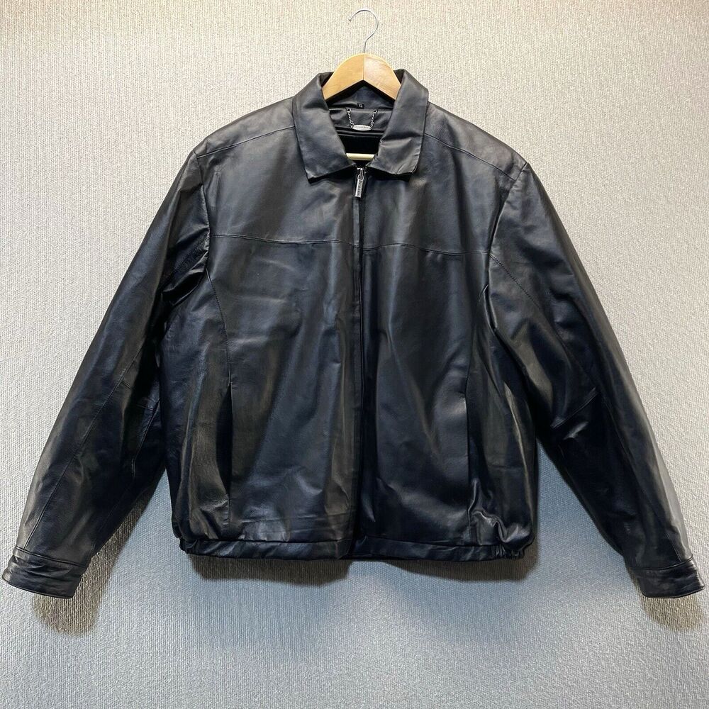 Vintage Leather Man Leather Jacket Coat Men's XL Removable Lining